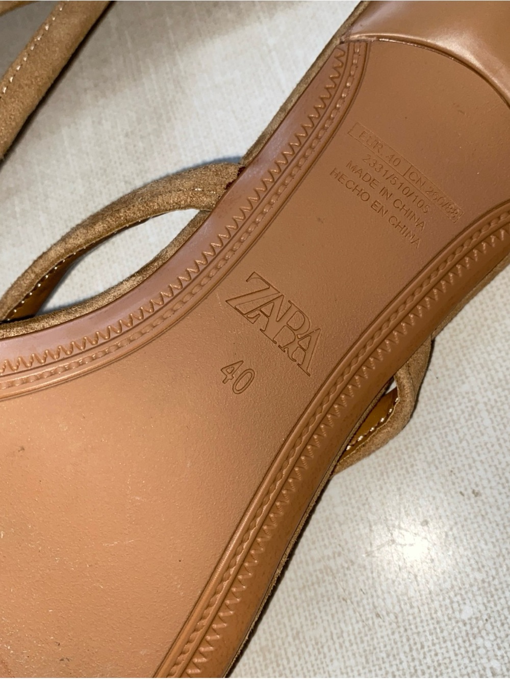 Zara Kitty Heels Sandals Euro 40 US 9 Tan Light Brown Leather NWT - Picture 14 of 16